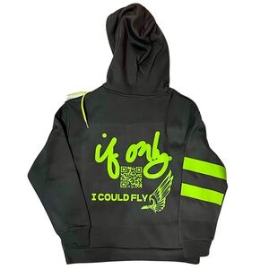 IF ONLY LIMITED EDITION IF I CAN FLY Neon Green Gray Grey Hoodie